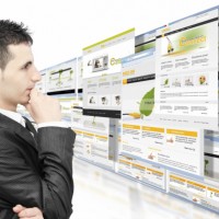 Man looking at online content: SEO Legal Law Firm Technology Blog